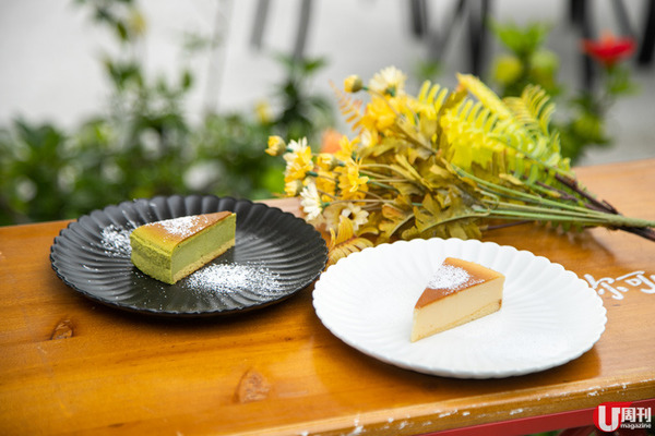  綠茶芝士蛋糕 $40、原味芝士蛋糕 $40（右） 左邊的那款綠茶味清香，不苦澀，蛋糕質地香滑。原味的是這裏名物，芝士味濃郁，口感柔軟。