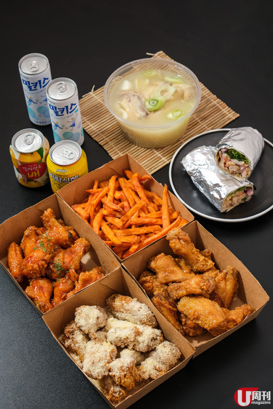 4 人炸雞套餐 $599  套餐有齊 4 人份的甜蜂芝炸雞拼盤，共 3 盤炸雞、韓式湯或烤肉卷、2 款自選小食和 4 罐飲品，全部即叫即製。