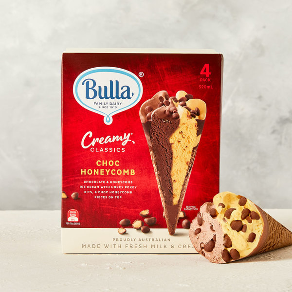 超市新出澳洲直送Bulla雪糕甜筒　朱古力蜂巢糖脆粒／流心朱古力雲呢拿味！