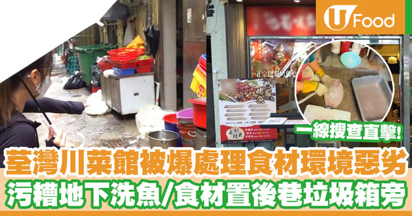一線搜查｜荃灣川菜館被爆處理食材環境惡劣　污糟地板洗魚／食材置後巷垃圾箱旁