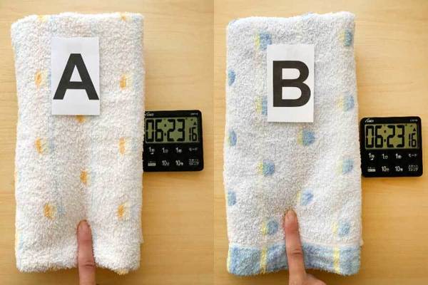 有兩條毛巾可在6.5小時內晾乾，另外一條則需時近9小時，而且晾乾後已有罨味。（網上圖片）