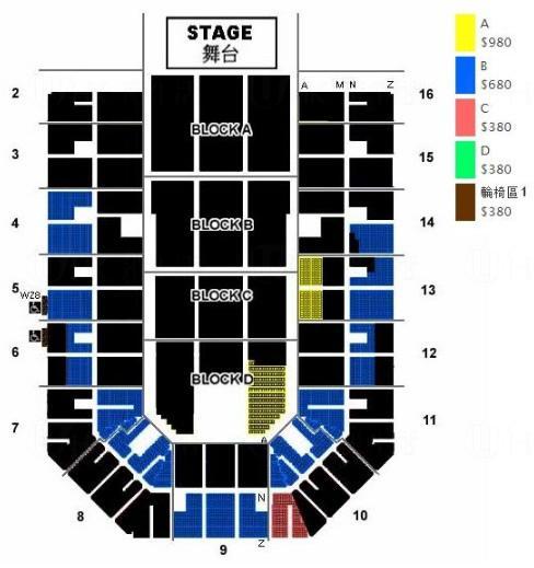 周杰倫《魔天倫 2》世界巡唱香港站 2014 座位表