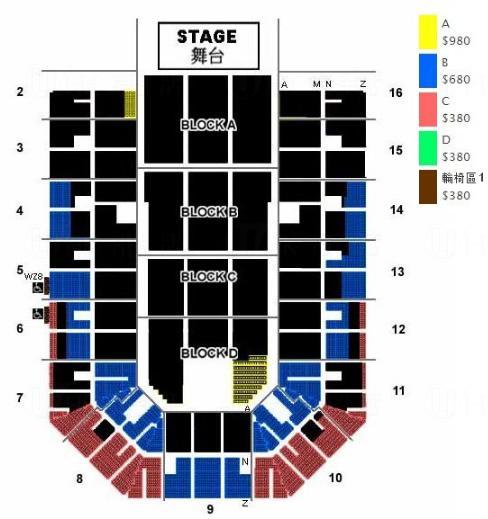 周杰倫《魔天倫 2》世界巡唱香港站 2014 座位表