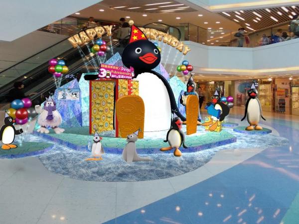 為慶祝30周年大日子，屯門時代廣場特別以生日派對為主題，打造粉絲們最愛的巨型Pingu立體裝置，更首度戴上派對帽現身，可愛程度爆燈！