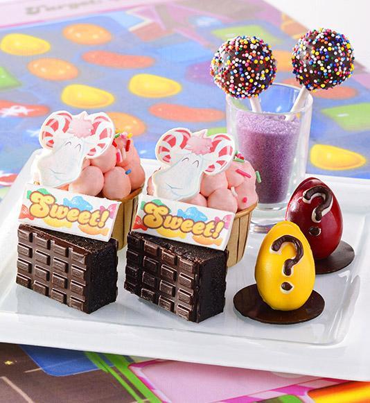 第二層：Colour Bomb (朱古力棒棒)、Sugary Shire (草莓杯子蛋糕)、神秘蛋、Chocolate Blocker (朱古力蛋糕)
