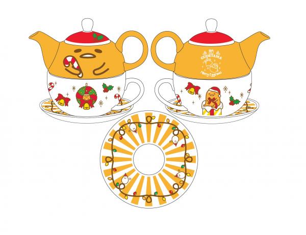 只要於場內消費滿指定金額更可分別免費獲贈「GUDETAMA聖誕精美茶壺套裝」