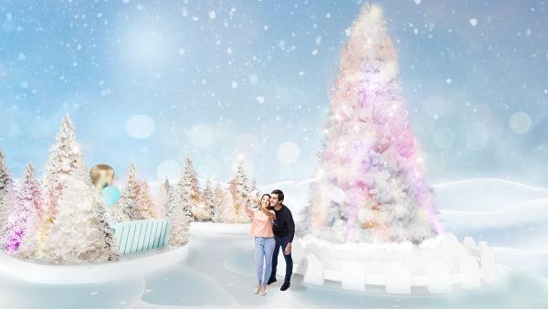 【聖誕節2018】元朗Yoho Mall 4000呎冰雪樂園登場！100棵白色聖誕樹+16米滑梯