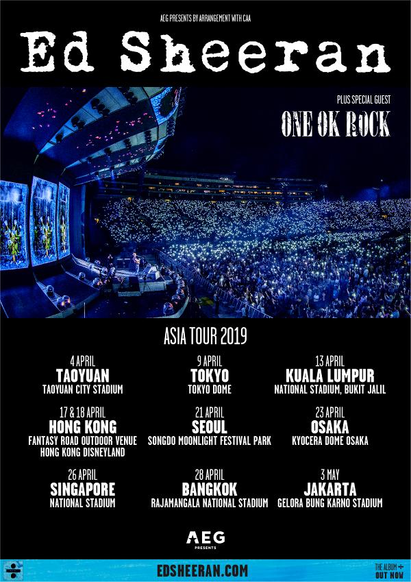 【Ed Sheeran香港演唱會】日本天團強勢助陣！ONE OK ROCK任亞洲巡唱暖場嘉賓