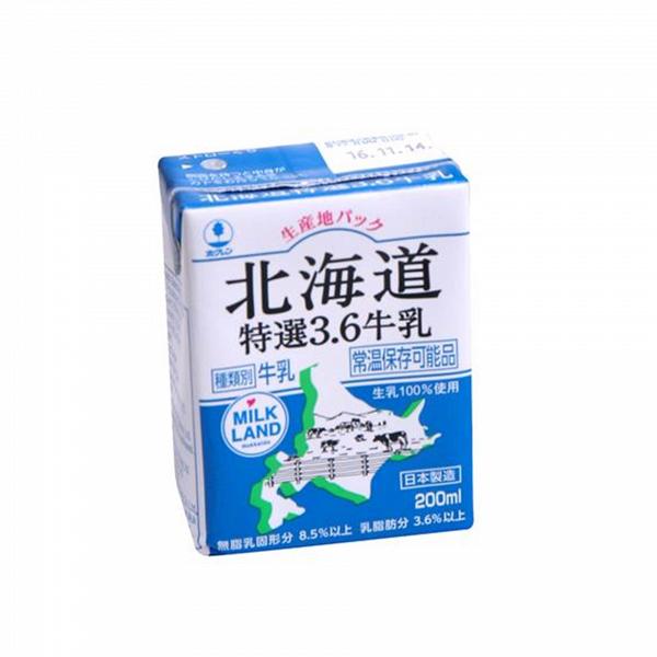 HOKUREN 北海道特選3.6牛乳(迷你裝)(200毫升)(原箱, 一箱24包) 原價：HK$285.6 特價：HK$189.6 (66折) (限售1200箱)