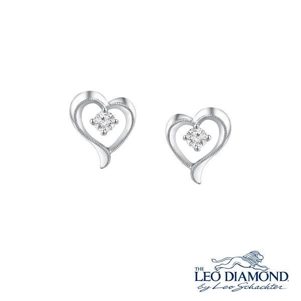 The Leo Diamond®18K/750 白色黃金心形天然鑽石鑲嵌耳環 $7800