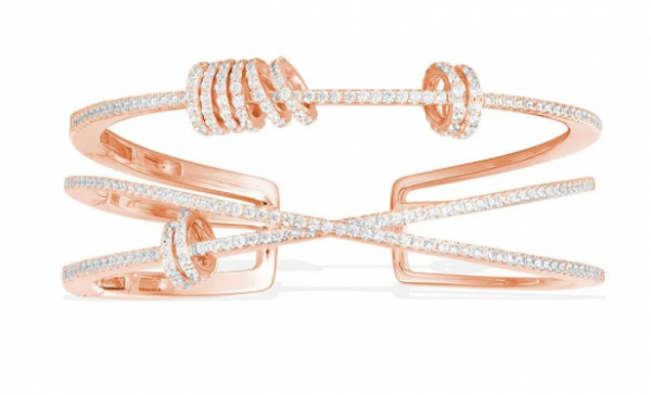 Triple Open Cuff With Sliding Rings - Pink Silver $2860