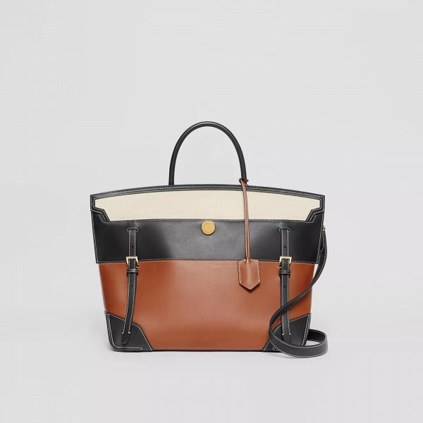 Tri-tone Leather and Canvas Society Top Handle Bag $10500 (原價$21000)