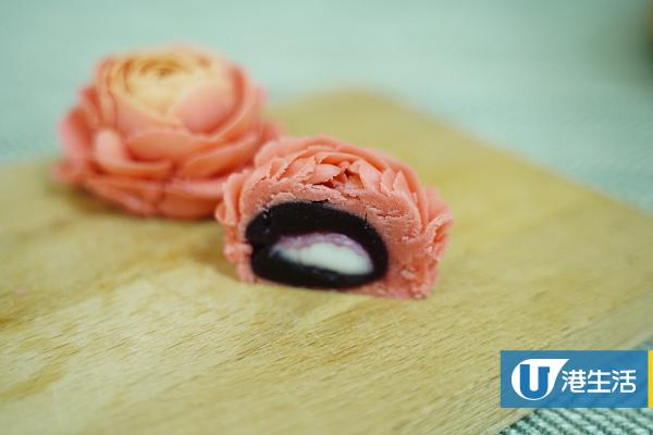 香港小店自製手工唧花牡丹月餅限時優惠！低糖芋泥+紫薯口味 花瓣全人手製作