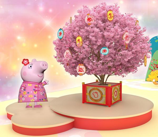 【新年好去處2021】Peppa Pig新春大派對登陸荷里活廣場！5米高熱氣球/桃花源碰碰車/粉色桃花樹