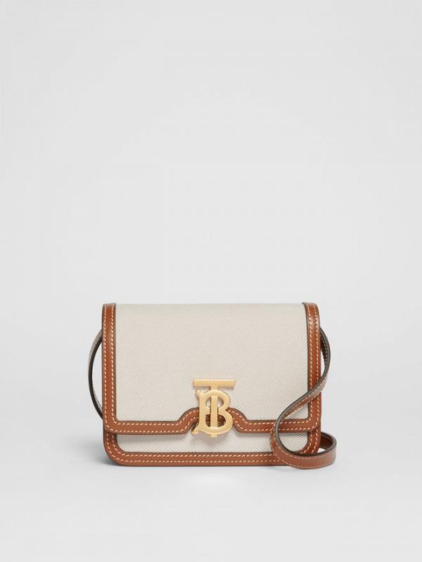 Burberry Mini Two-tone Canvas and Leather TB Bag $10000