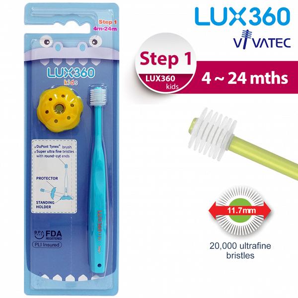 LUX360幼兒牙刷 第一階段牙刷(附矽膠托)(適合約4-24個月) 第二階段牙刷(附矽膠托)(適合約2-4歲)  原價：HK$86 特價：HK$73.1