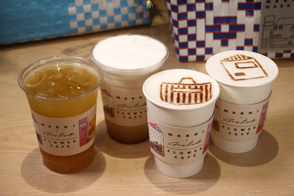 (左至右) 水蜜桃茶 $52、海鹽焦糖泡沫咖啡 $62、玫瑰鮮奶抹茶 $58、榛子朱古力咖啡 $58