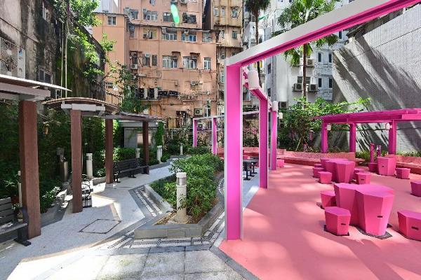 【油麻地好去處】砵蘭街休憩花園變身超Pink公園打卡位！少女粉色調枱櫈/優化多項設施
