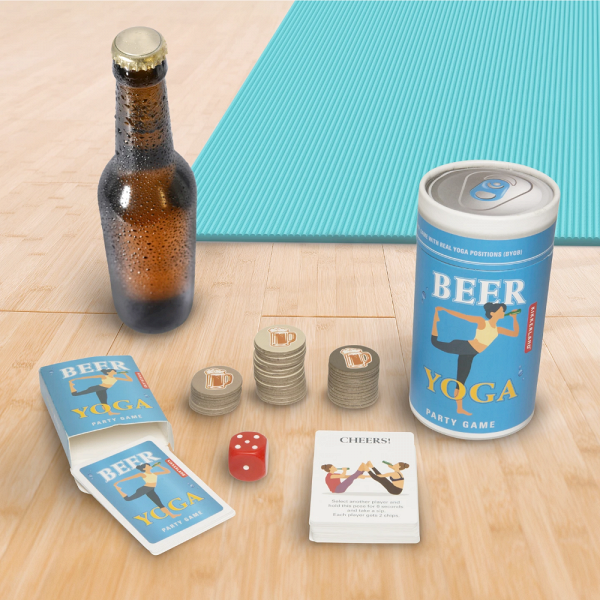 Beer Yoga 售價：HK$ 138 玩家們一起擲骰子，點數最高的便要抽一張卡，再做出所示的瑜珈動作，由其他玩家批斷是否正確。