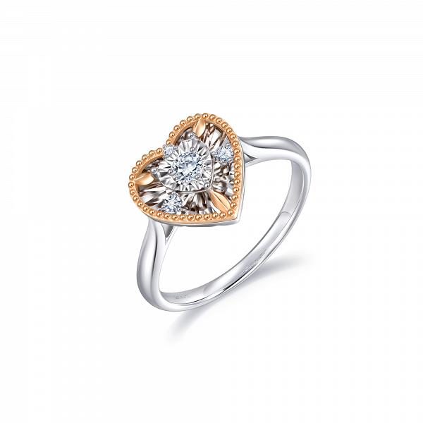 Daily Luxe  「炫幻」18K 白紅分色  黃金鑽石戒指  (售價：HK$5,500)