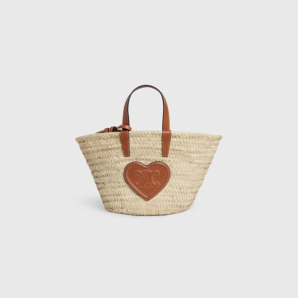 TEEN TRIOMPHE CELINE CLASSIC PANIER IN PALM LEAVES WITH CALFSKIN HEART PATCHTAN 3月舊價參考$5,700 現售$5,900