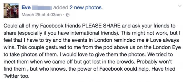 港情侶遊倫敦被Snapshot　蘇格蘭人好心FB尋人，情侶出來回應了！