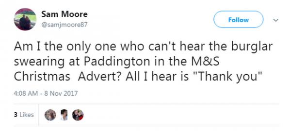馬莎x柏靈頓熊窩心聖誕廣告疑似講粗口　馬莎如此回應