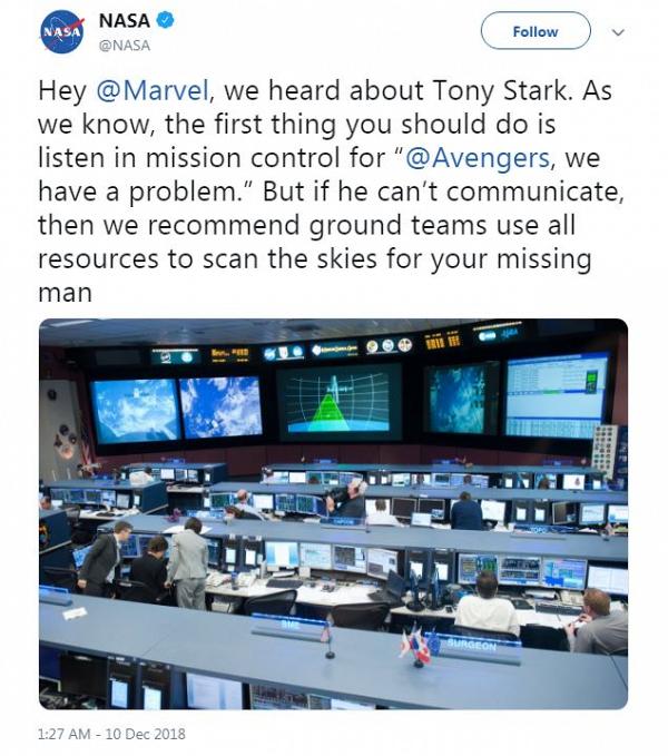 【復仇者聯盟4】網友擔心Iron Man被困太空 NASA：動用一切資源搜索訊號