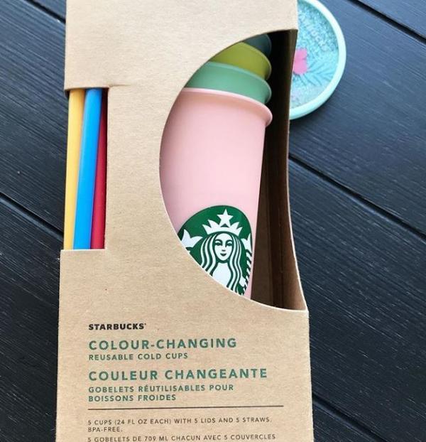 Starbucks新推出一套5種夢幻漸變色環保杯　加冰即變色+自家DIY裝飾圖案/名字