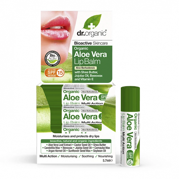 有機博士 Dr. Organic 有機蘆薈防曬潤唇膏SPF15 Organic Aloe Vera Lip Balm SPF15 HK$54 每克/毫升零售價$9.5【濕效能3分、試用者評價3.5分、總評3分】