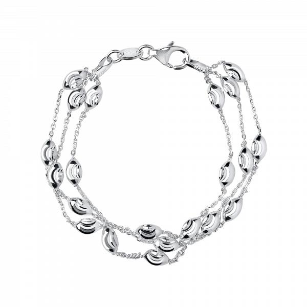 Essentials Sterling Silver Beaded Chain 3 Row Bracelet $900