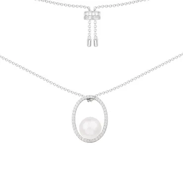 COLLECTION MAGIQUE 珍珠可調節項鍊 - 銀白色 $860