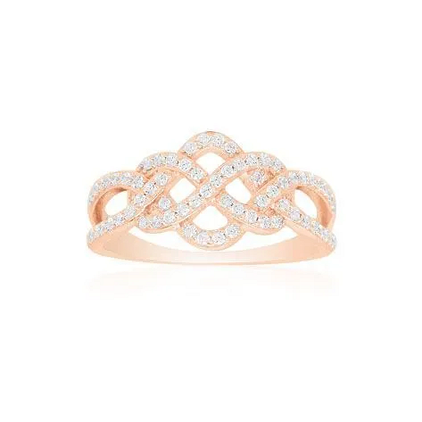 COLLECTION LIMITED EDITION GLAMOUR Pink Silver Love Knot Ring $440