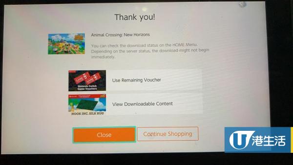 完成啦！另一張Nintendo Catalog Ticket可以即時選擇換購其他遊戲，或留待之後再用。