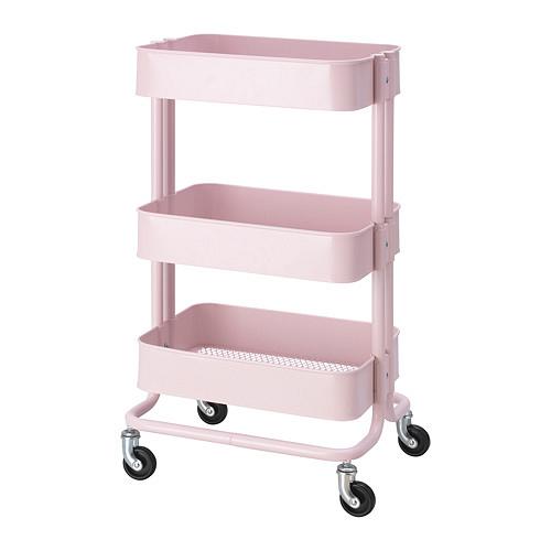 第五位 RÅSKOG淺粉紅色推車 (4.8星) HKD$349 耐用材質製造，附4個輪腳，方便移動。尺寸適中，適用於廚房、浴室或需要儲物空間的地方。