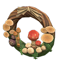蘑菇花環：樹枝x10、扁平蘑菇x1、圓形蘑菇x1、瘦小蘑菇x1