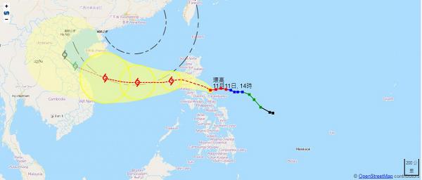 天文台料颱風環高周末進入本港800公里範圍 預料週末風勢較大多雲有雨