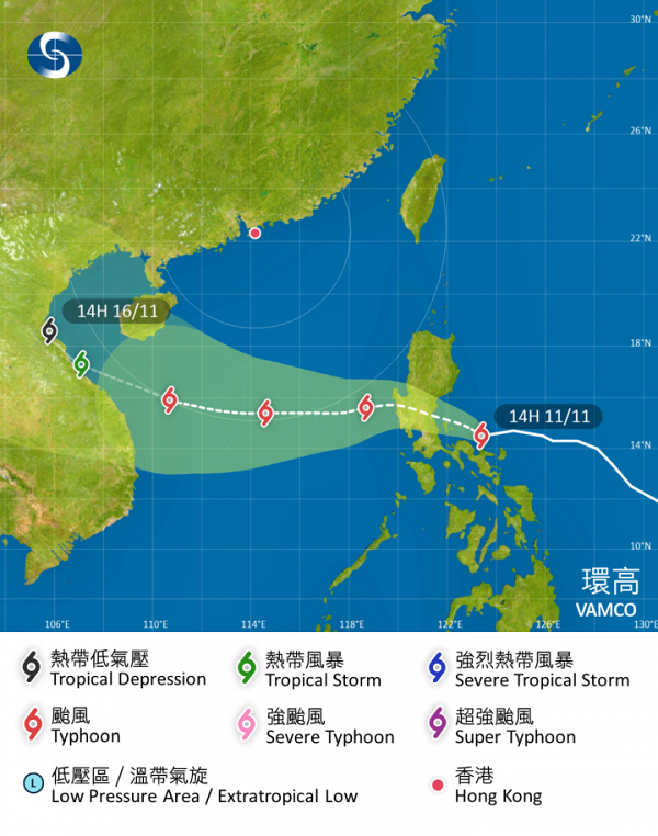 天文台料颱風環高周末進入本港800公里範圍 預料週末風勢較大多雲有雨