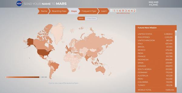 按「Map」可以看到現時全球各地有多少人登記