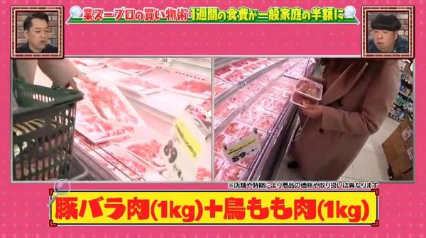 野乃子亦分別買入1公斤的豬肉和雞肉