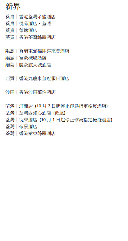 檢疫酒店2022｜新一輪檢疫酒店加新條款 11月起允許確診住客自費原址隔離