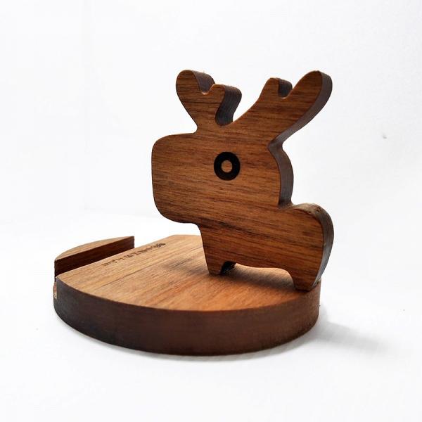 聖誕麋鹿造型檜木手機架 $76