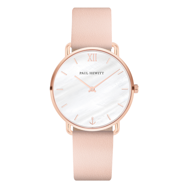 Watch Miss Ocean Line - Pearl IP Rose Gold Leather Watch Strap Nude (USD$149)