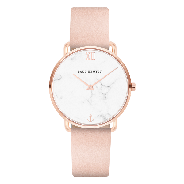 Watch Miss Ocean Line - Marble IP Rose Gold Leather Watch Strap Nude (USD$149)