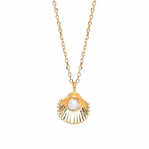 ESTELLA BARTLETT Shell Necklace With Pearl Gold Plated $260