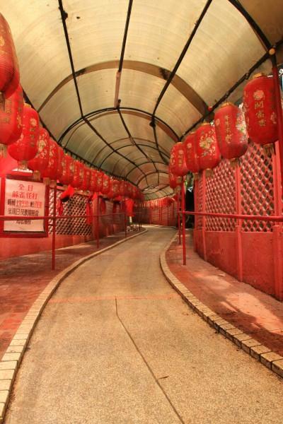 通往龍華酒店的通道掛滿紅燈籠，時光倒流味極濃。