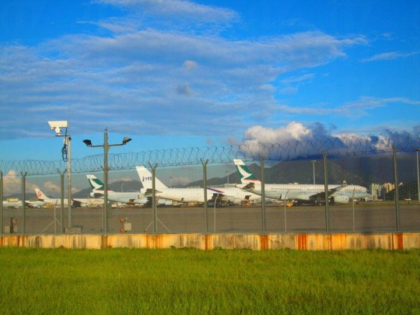 下車後，可以見到不少飛機於停機坪上停泊。