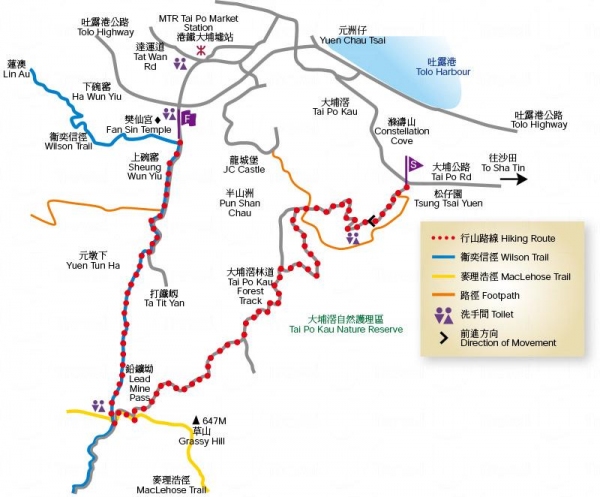 大埔滘自然教育徑地圖。來源:康文署