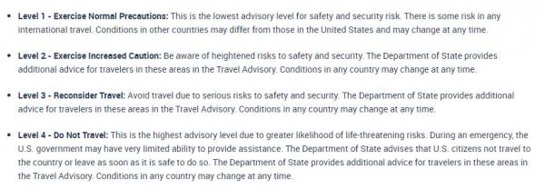 美國政府推新旅遊風險警告系統 以 4 級劃分外出旅遊風險