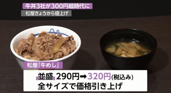 日本窮遊人士注意！ 松屋牛肉飯4月加價